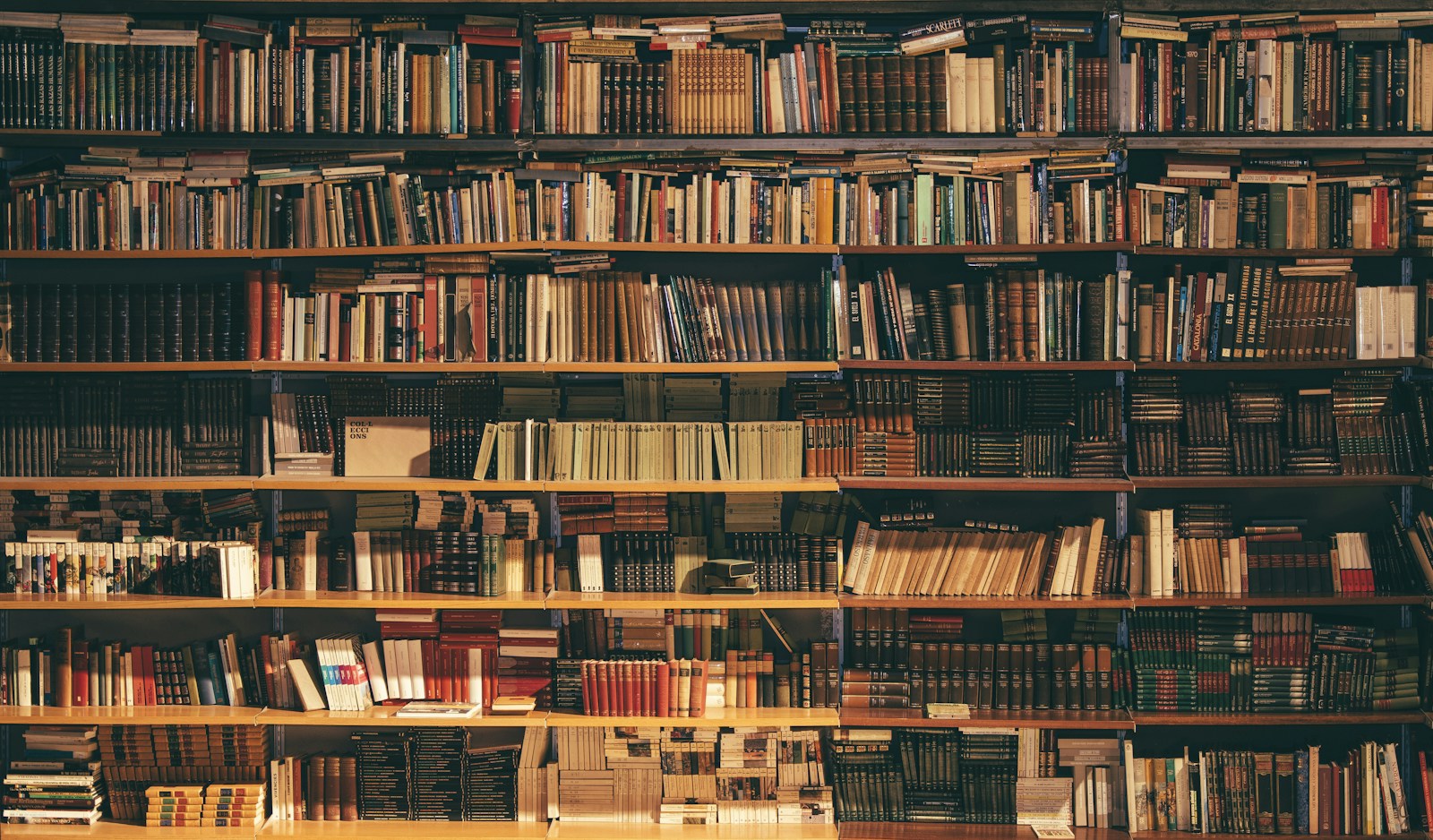 Старинные книги на полках библиотеки